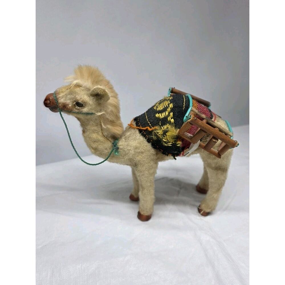 VINTAGE Mohair Original Dromedary Camel 8" Plush 1960s Basket Arabian